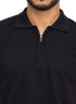 Black Design 01055Knit Polo Neck Zipper - T-Shirt - Khotwh